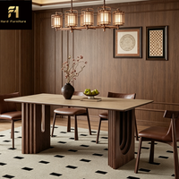 Table à manger nordique moderne et simple en bois pour 6 personnes, idéale pour appartement, hôtel, villa, restaurant, style post-moderne et créatif.