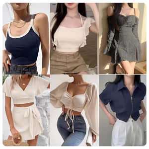 Ropa de mujer al por mayor con descuento de marca, tops cortos, camisetas y vestidos casuales surtidos, entrega aleatoria de prendas en stock. - Product Image 3