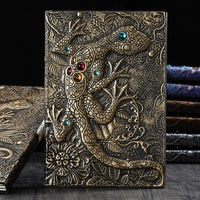 Carnet de notes en cuir gaufré vintage 3D, carnet de notes quotidien en cuir fait main antique, carnet de croquis, journal de voyage