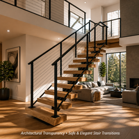 Système de garde-corps moderne en acier inoxydable à câbles, avec poteaux en aluminium, pour escaliers de terrasse, système dissimulé, escalier DIY - Vente chaude