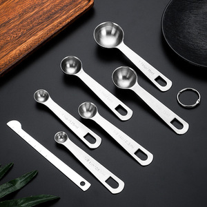 ชุดช้อนตวงสแตนเลส 6 ชิ้น 304 เกรดอาหาร ด้ามยาว อุปกรณ์ทำขนม กาแฟ นมผง ดีไซน์มินิมอล - Product Image 1