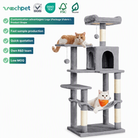 Arbre à chat moderne de luxe de grande taille en peluche gris clair, grattoir créatif pour chat, maison pour chat, fabrication sur mesure