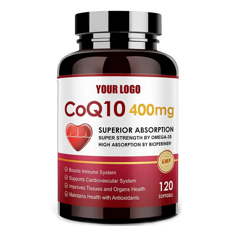 Oem 400mg CoQ 10 viên nang Coenzyme Q10 Softgels CoQ10 Bột bổ sung CoQ10 hỗ trợ sức khỏe tim mạch