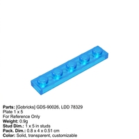 Gobricks – Pièces de construction en plastique ABS GDS-90026, plaque 1x5 1:8, jouet d'assemblage DIY, pack de supplément de briques 78329, haute précision