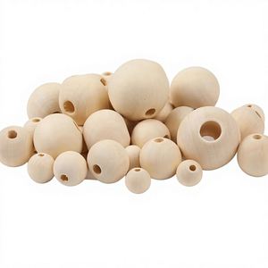 Perles en bois naturel pour la décoration intérieure, fournitures de perles en bois en vrac pour l'artisanat DIY - Product Image 2