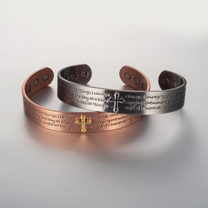 Braccialetto con croce in rame con gioielli cristiani Energinox con versetto - Product Image 2
