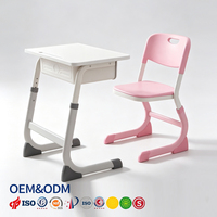 Ensemble de bureau et chaise d'école élémentaire réglables en hauteur, en bois de haute qualité, pour salle de réunion scolaire et salle de classe