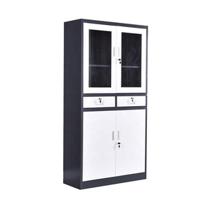 Metal Filing Cabinet with 2 Drawer Office Organization Glass Door Steel Storage Cupboard with Display <b>Windows</b> - Product Image 1