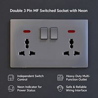 Prise murale électrique multifonction double OEM à 3 broches avec interrupteur et indicateur néon