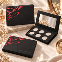 Boîte de palette de beauté professionnelle en carton rigide avec miroir, six compartiments, emballage cosmétique pour maquillage