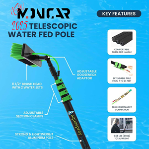 20Ft/24Ft/30Ft Aluminum Reach Telescopic Water Fed Pole Solar Panel Cleaning <b>Brush</b> Window Clean Equipment for Household Use - Product Image 3