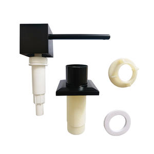 Dispensador de Jabón Cuadrado Negro con Botón Manual de 08mm, Aleación de Zinc Cromada, Fácil Instalación, para Fregadero de Cocina - Product Image 1