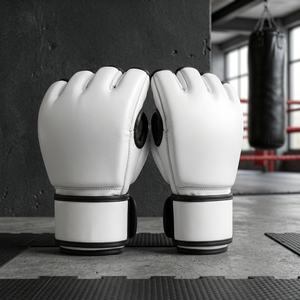 ถุงมือชกมวย MMA สีขาว PU แบบครึ่งนิ้ว พร้อมสายรัดข้อมือ น้ำหนักเบา มีช่องเปิดนิ้ว สำหรับฝึกศิลปะการต่อสู้ เหมาะสำหรับทุกเพศ - Product Image 3