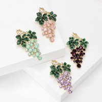 Nouvelle Broche Élégante en Métal Doré avec Strass et Motif Raisin Creux, Idéale pour Tenues Quotidiennes Décontractées