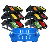 Panier de courses en plastique pour supermarché, empilable et emboîtable, caisses en plastique pour fruits et légumes