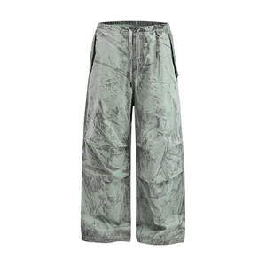 Haute qualité personnalisé glace craquelé lavé automne/hiver rétro lâche droite Cargo pantalons décontractés - Product Image 2