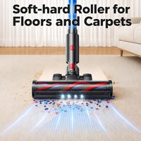 Aspirateur balai sans fil 350W 28000Pa, filtration HEPA multicyclonique, écran LED, nettoyage à sec, batterie lithium-ion, pour sols domestiques