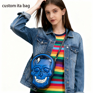 Bolso Tote Ita Personalizado con Forma de Calavera Gótica con Ventana Transparente para Exhibición de Insignias, Bolso Ita de Múltiples Colores con Diseño Personalizado - Product Image 1