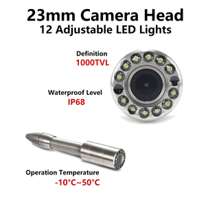 Caméra d'inspection de tuyaux de 7 pouces, caméra d'égout de 20 m/50 m, 1000 TVL avec lumière LED réglable pour le nettoyage des drains, travaux de plomberie - Product Image 4