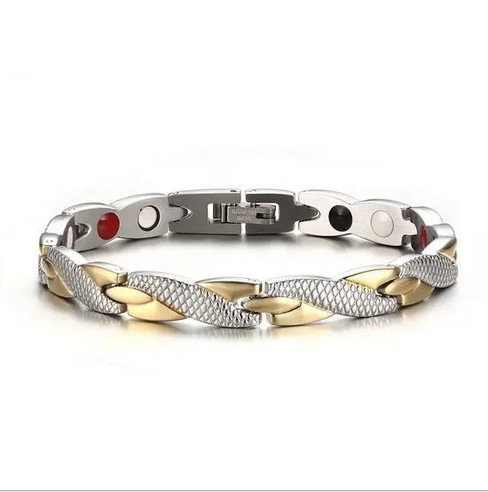 Custom Logo fashion Jeweelry bracelet quantum energy stainless steel silver chain bracelets for men gifts