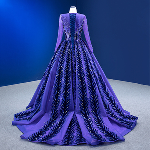 RSM222204 2022 Nouvelle robe de bal en dentelle pour femmes, robe de soirée élégante à sequins violets à manches longues - Product Image 4