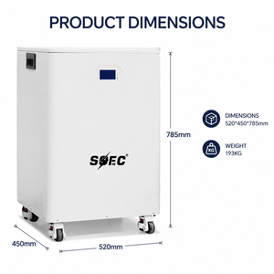 Batería de Litio SOEC 400Ah 51.2V 20kWh LiFePO4, Gabinete de Almacenamiento Residencial, BMS Inteligente de 200A, 6000 Ciclos, Paquete de Energía de Respaldo para Hogar con Energía Solar - Product Image 2