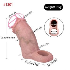 FAAK Realistic Penis Sleeve Large Open-ended Silicone Realistic <b>Dildo</b> Sheath With Anti-drop Ring Cock Enlargement Bump Stimulate - Product Image 6