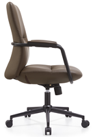 Chaise de bureau pivotante en cuir haut de gamme avec dossier haut, hauteur réglable et base chromée pour bureau à domicile
