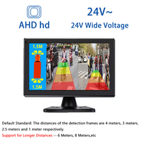 Moniteur de sécurité pour camion avec écran tactile 10,1 pouces, système de vision avant divisée par caméra AHD à double alimentation 12-24V avec détection de distance par IA et lignes de stationnement ajustables