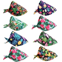 Bandana pour chien et chat en polyester à imprimé flamants roses tropicaux et fruits, foulard triangulaire
