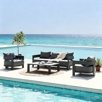 Ensemble de canapés de jardin d'extérieur avec structure en aluminium, tissu imperméable, design durable, portable pour hôtels et villas, prêt pour la salle de sport