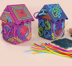 Tablero Sensorial de Silicona con Forma de Cubo con 20 Cuerdas, 6 Piezas, Tablero de Construcción Sensorial de Doble Cara para Autismo y TDAH - Product Image 3