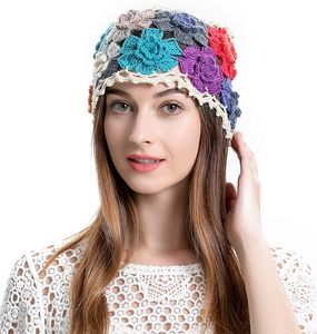 ZLYC Berretto da donna in cotone lavorato all'uncinetto, fatto a mano, con motivo floreale intagliato e bottone |   Leggero e Traspirante Boho China Caf - Product Image 3