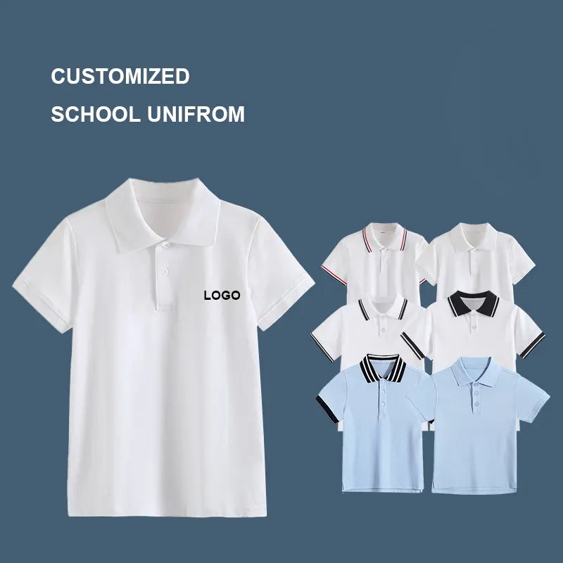 2023ホットセール学校制服卸売キッズカスタムポロシャツ綿100% 子供用ポロシャツ