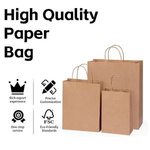 Emballage alimentaire en papier kraft personnalisé, écologique, avec poignée découpée, vente en gros - Product Image 1