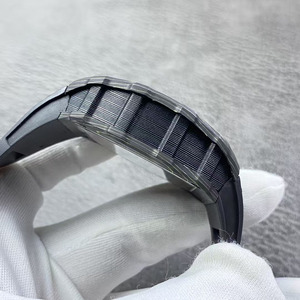 Montre-bracelet pour homme de luxe, élégante et de haute qualité, avec tourbillon, en fibre de carbone TPT, bracelet en caoutchouc de 20 mm, forme tonneau - Product Image 4