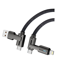 Cable de Carga 4 en 1 de Nailon Trenzado de 100W, USB-A y USB-C a Interfaz IOS y Tipo-C, Cable Universal de Carga Rápida y Sincronización de Datos