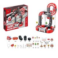Kit de construction de circuit de train électrique à batterie au lithium avec 156 pièces, blocs de piste à engrenages en plastique STEM, jouet éducatif de puzzle de construction