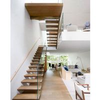 Escaliers flottants intérieurs invisibles avec bande de roulement en bois de chêne blanc de 40mm