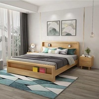 Lit extensible moderne de style nordique sculpté à la main, très demandé, avec sommier intégré, en bois massif, pour chambre à coucher