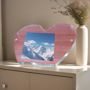 Cadre photo en acrylique en forme de cœur, magnétique, épaissi, couleur pêche, pour décoration intérieure, vitrine photo - Product Image 1