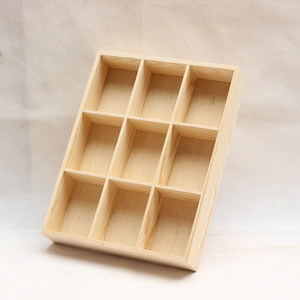 Caja de Almacenamiento de Madera con Múltiples Compartimentos, Organizador de Escritorio de 9 Rejillas, Organizador de Oficina de Madera Sólida, Forma Rectangular - Product Image 1