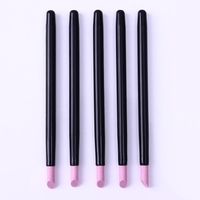 Outil de soins des ongles 5 pièces, stylo à gommage en pierre de Quartz, dissolvant de cuticules, poussoir tondeuse poignée noire
