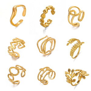 Set di Anelli Vintage, Fedi Artistiche Placcate in Oro 18K PVD, Anelli in Acciaio Inossidabile 316 Anallergici per Donne - Product Image 5