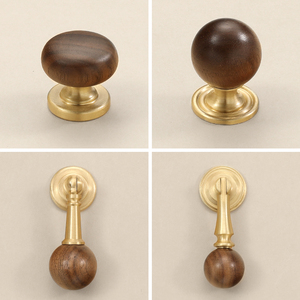 Pegangan kenari lubang tunggal furnitur pintu kabinet lemari dapur pegangan lemari kenop laci kayu Solid tarik kecil - Product Image 4