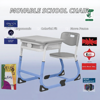 Ensemble chaise et bureau d'étudiant en plastique robuste, cadre métallique moderne et durable, mobilier scolaire pour salle de classe