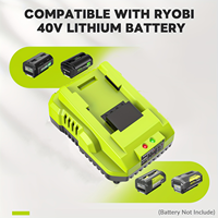 Victpower 40V 6Ah LiFePO4 Paket Baterai Lithium-Ion dengan Pengisi Daya Cepat 5A 2-Paket untuk Alat Listrik RYOBI 800-Cycle