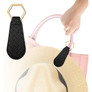 Clip magnétique pour chapeau en cuir tissé motif losanges noir multifonctionnel pour l'été et les activités de plein air - Product Image 1