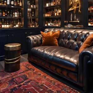 Mobilier de salon industriel vintage Bistro Shisha Cigar Bar Ensemble de canapés Chesterfield <span class=keywords><strong>2</strong></span> <span class=keywords><strong>places</strong></span> en cuir noir pour restaurant <span class=keywords><strong>club</strong></span> - Product Image 5