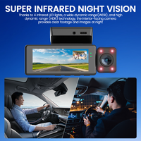 Maustor Caméra embarquée 3.16 pouces à 3 objectifs HD pour voiture, Enregistreur vidéo DVR trois voies, Mini dashcam